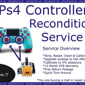 PS4 Controller Reconditioning Service – Strip, Repair, Clean - Includes EnduraCal Hall Effect Upgrade!