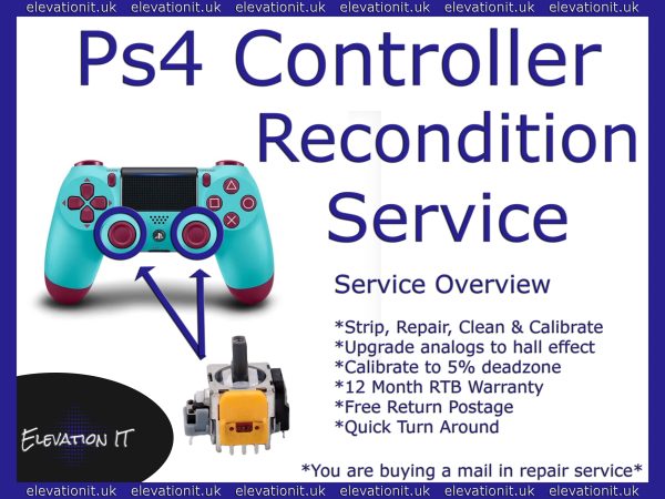 PS4 Controller Reconditioning Service – Strip, Repair, Clean - Includes EnduraCal Hall Effect Upgrade!