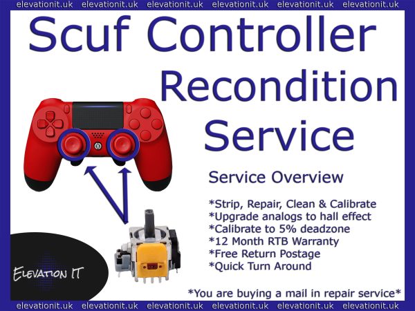SCUF PS4 Controller Reconditioning Service – Strip, Repair, Clean - Includes EnduraCal Hall Effect Upgrade!