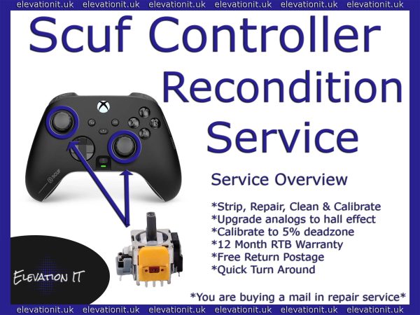 SCUF Xbox Controller Reconditioning Service – Strip, Repair, Clean - Includes EnduraCal Hall Effect Upgrade!
