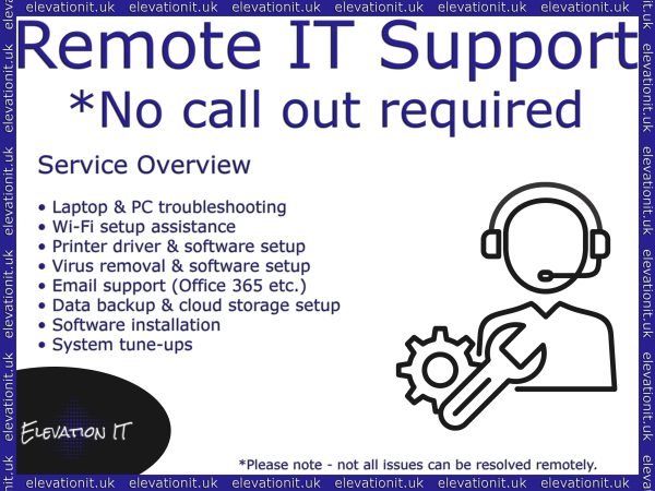 Remote Support - No Call out required - We'll fix it remotely!