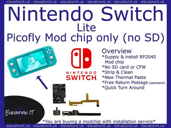 Switch Lite Picofly RP2040 mod chip install & service No SD inc, Elevation IT, Fareham UK