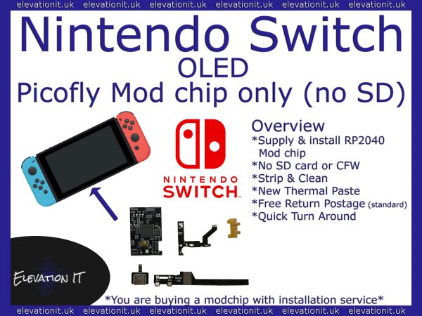 Switch OLED Picofly RP2040 mod chip install & service No SD inc, Elevation IT, Fareham UK