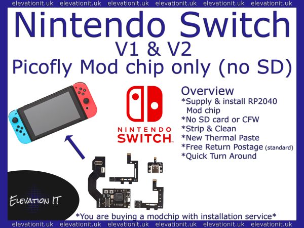 Switch v1 & v2 Picofly RP2040 mod chip install & service No SD or CFW inc, Elevation IT, Fareham UK