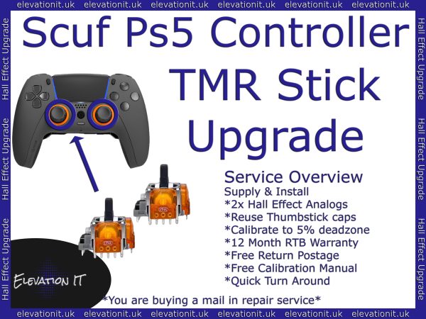 TMR Upgrade service ps5 Scuf Reflex, Reflex Pro, Reflex FPS controller, Why TMR Sticks, Elevation IT, Fareham