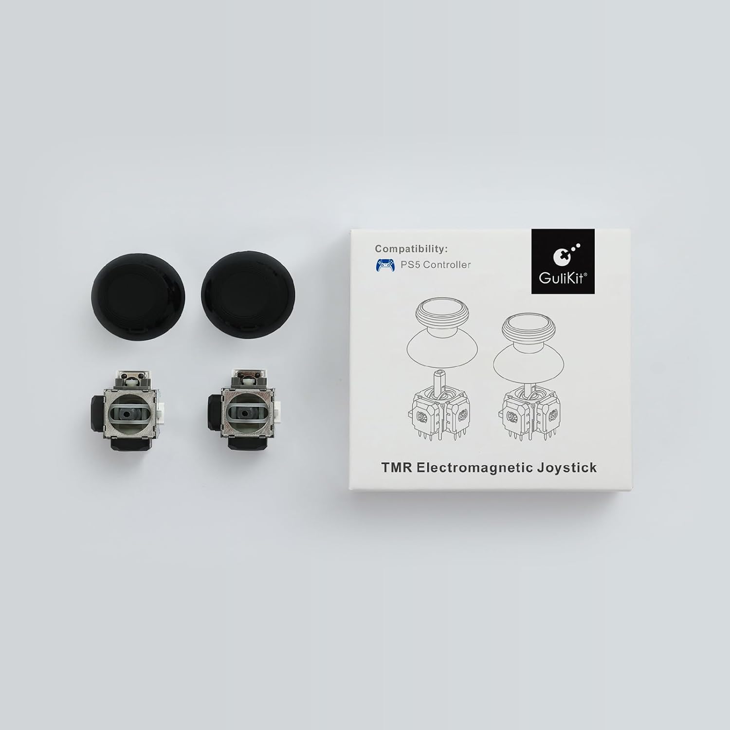 Gulikit Tunnel Micro Resistance TMR joystick upgrade for PS5 DualSense DualSense Edge and Scuf Reflex Pro FPS controllers providing drift free precision and smooth analog control.