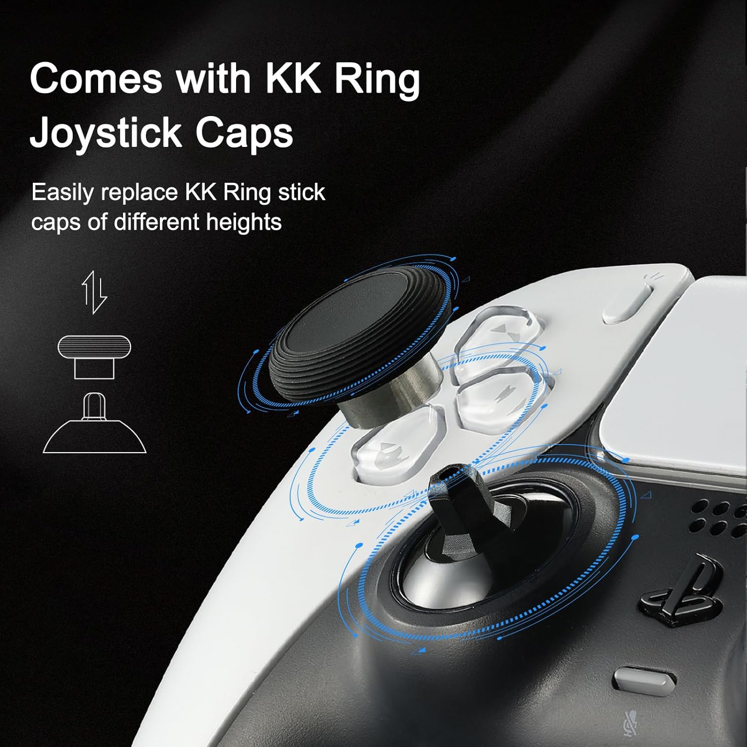 Gulikit Tunnel Micro Resistance TMR joystick upgrade for PS5 DualSense DualSense Edge and Scuf Reflex Pro FPS controllers providing drift free precision and smooth analog control.