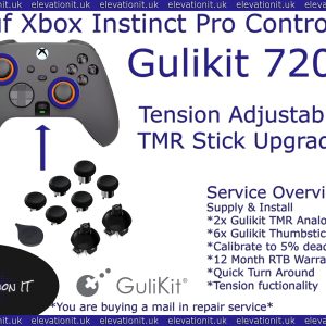 Gulikit 720 degree adjustable tension TMR joystick upgrade service for Scuf Xbox controllers providing drift free precision, customisable resistance, and smoother control.