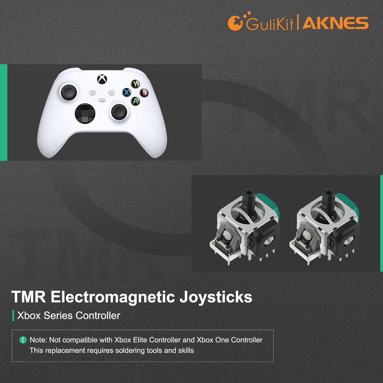 Gulikit Tunnel Micro Resistance TMR joystick upgrade for Xbox Series S X and Scuf Instinct Pro controllers showing drift free precision and smooth analog control.